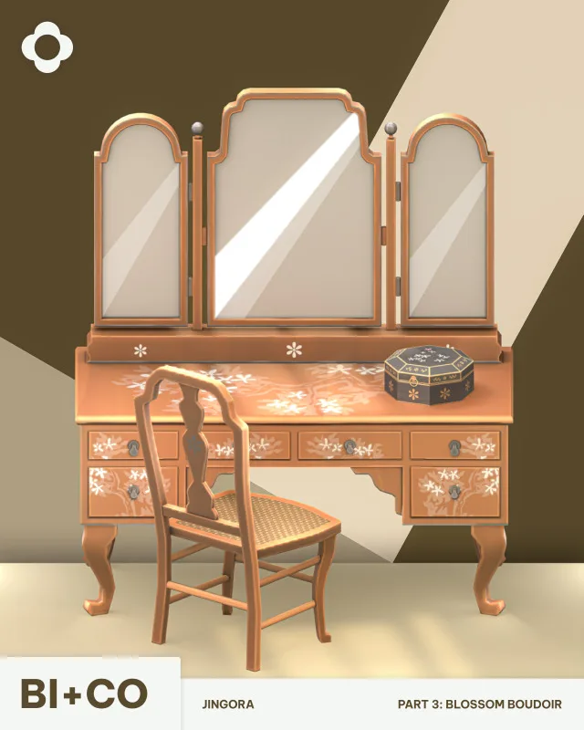 Jingora Part 3 - Blossom Boudoir The Blossom Boudoir colección is a celebration of refined elegance and delicate beauty. Designed to evoke the serenity of nature, it blends soft, de biplusco para Los Sims 4