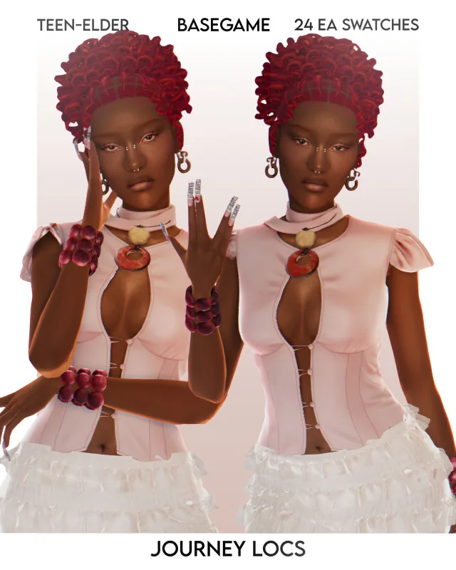 Journey Locs (Free) juego base Compatible 24 EA Swatches Teen - Elder 25.3k Polygons D ownload de orchiona para Los Sims 4