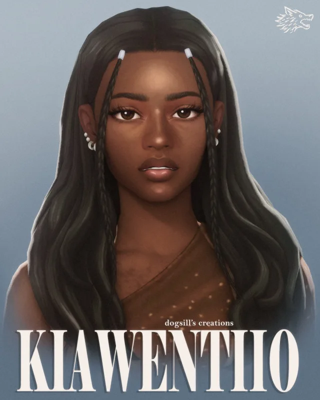 Kiawentiio cabello de dogsill para Los Sims 4