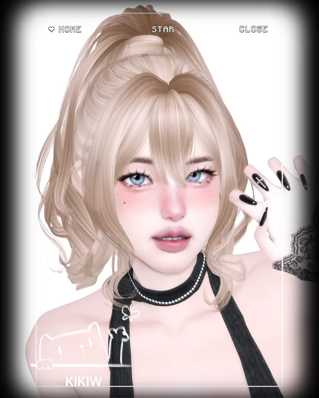 Vista previa de KIKIW.STUDIO-cabello 002, cabello de cocoona-sims para Los Sims 4.