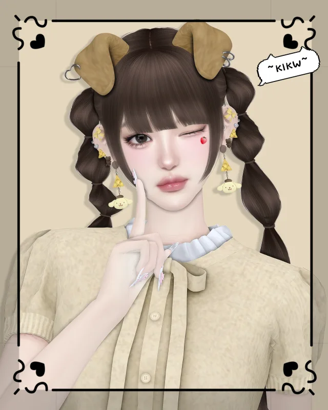 Vista previa de KIKIW.STUDIO-cabello 010, cabello de cocoona-sims para Los Sims 4.