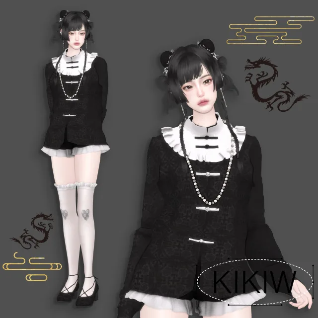 Vista previa de KIKIW.STUDIO-中華娘, cabello de cocoona-sims para Los Sims 4.