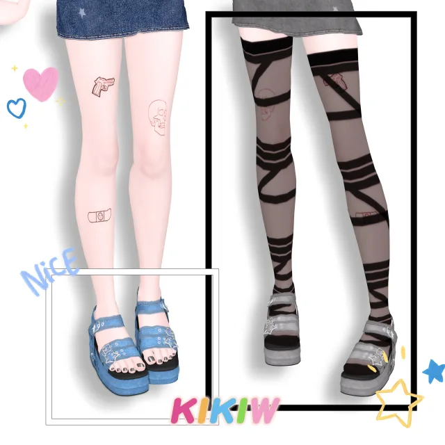 Vista previa de KIKIW.STUDIO-La Lola's zapatos＆socks, zapatos de cocoona-sims para Los Sims 4.