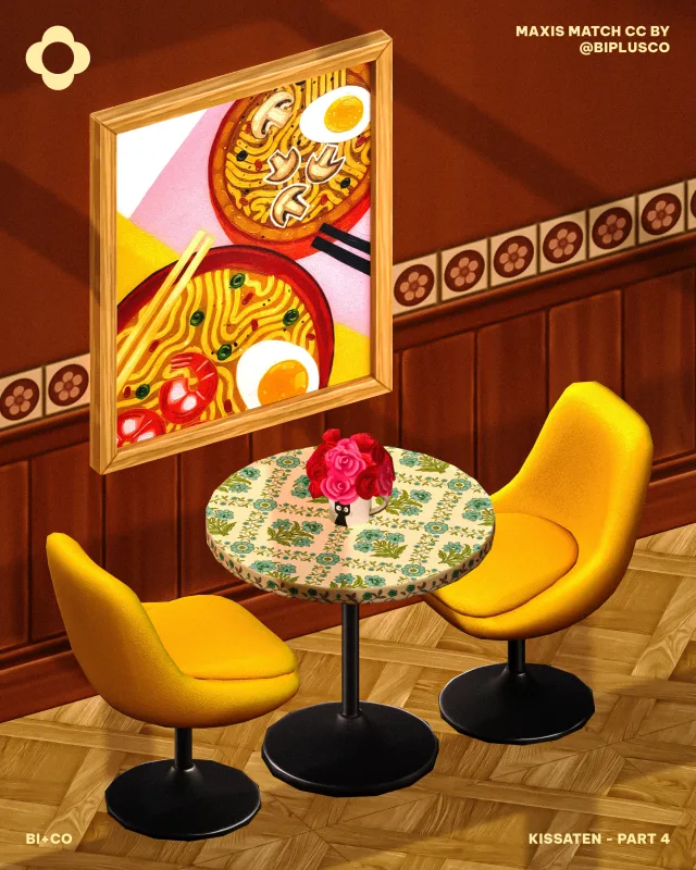Kissaten - Part 4 With Valentine’s Day approaching, give your Sims a date night to remember. Our Kissaten Part 4 introduces a retro yet romantic dining atmosphere —featuring w de biplusco para Los Sims 4
