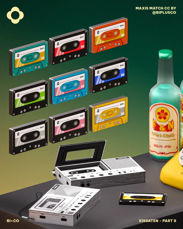 Kissaten Part 8 Our last part of Kissaten series is here! With these old-school cassette players that pop with unique character, your Sims can totally chill with classic tunes and de biplusco para Los Sims 4