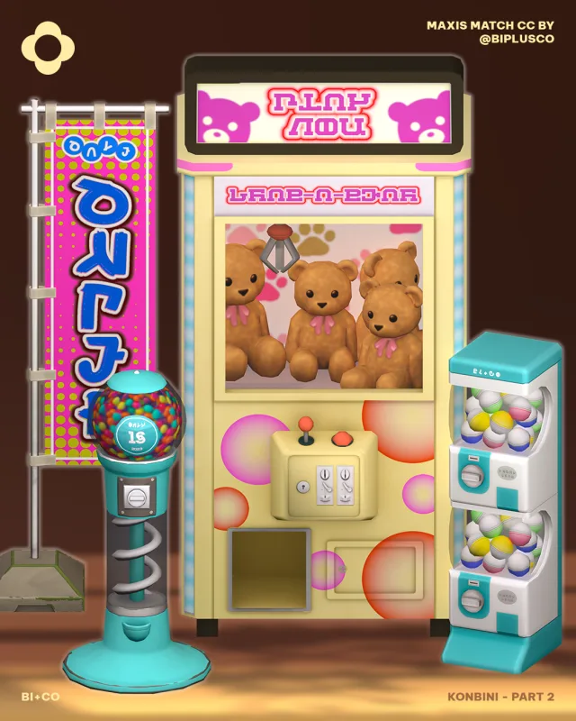 Konbini - Part 2 Ready to bring your local street corners to life with these colorful, nostalgic machines? Picking up right where our Part 1 refreshment stand left off, Part 2 de biplusco para Los Sims 4