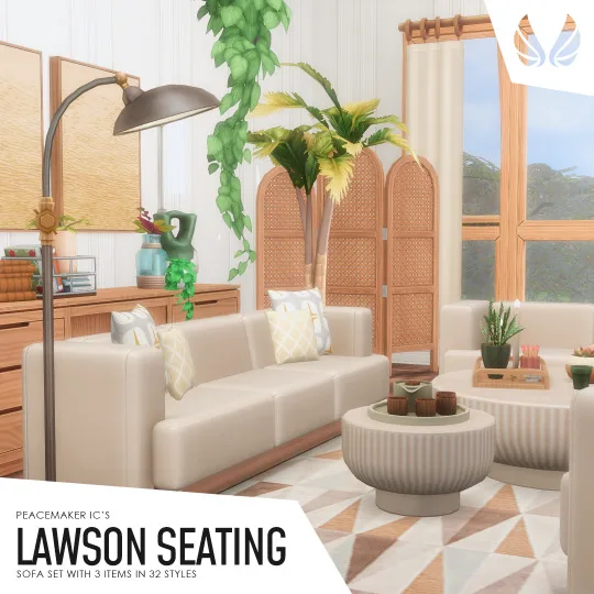 Vista previa de Lawson Seating - 3 Piece Sofa Set in 32 Styles, muebles de peacemaker-ic para Los Sims 4.