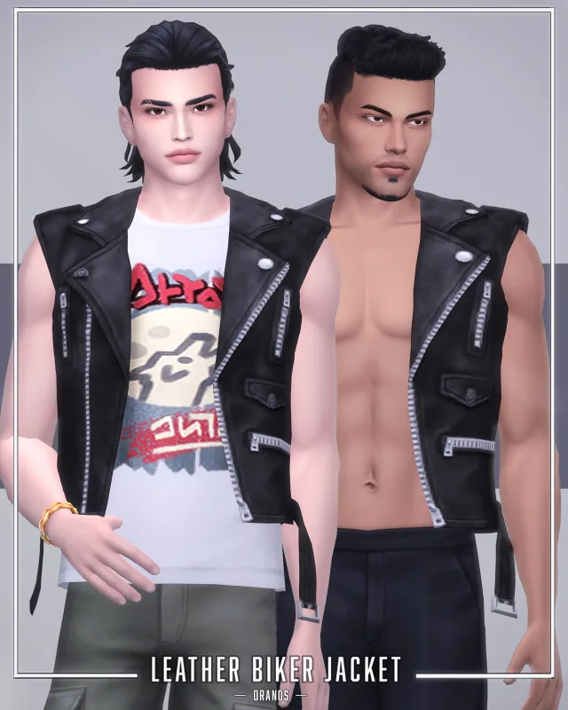 Vista previa de Leather Biker Jacket, ropa de oranos para Los Sims 4.