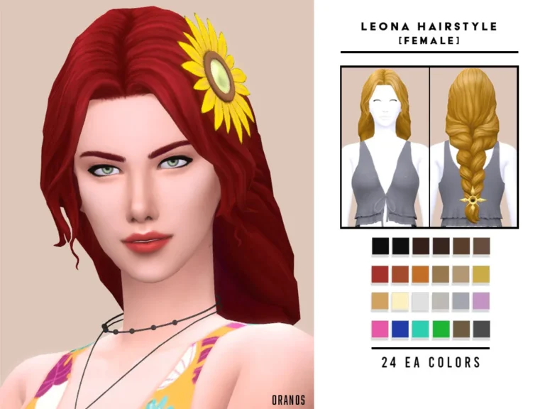 Vista previa de Leona Hairstyle, cabello de oranos para Los Sims 4.