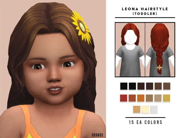Vista previa de Leona Hairstyle & Sunflowers [Toddler], cabello de oranos para Los Sims 4.