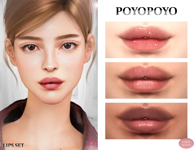 Vista previa de LIPS SET, maquillaje de poyopoyosim para Los Sims 4.
