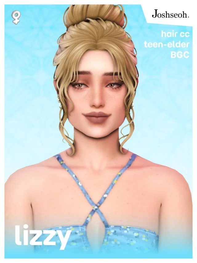 Vista previa de Lizzy cabello (cabello Commissions), cabello de joshseoh para Los Sims 4.