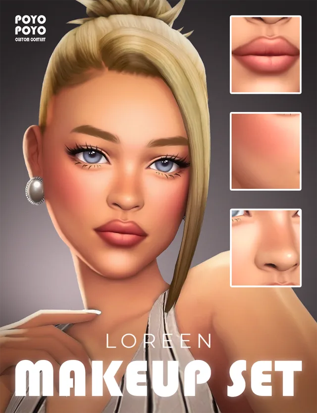 Vista previa de LOREEN MAKEUP SET, maquillaje de poyopoyosim para Los Sims 4.