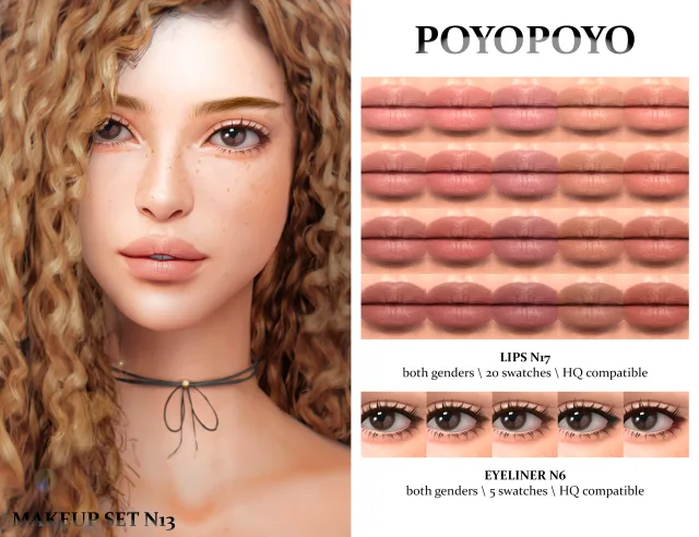 Vista previa de Makeup Set N13, maquillaje de poyopoyosim para Los Sims 4.