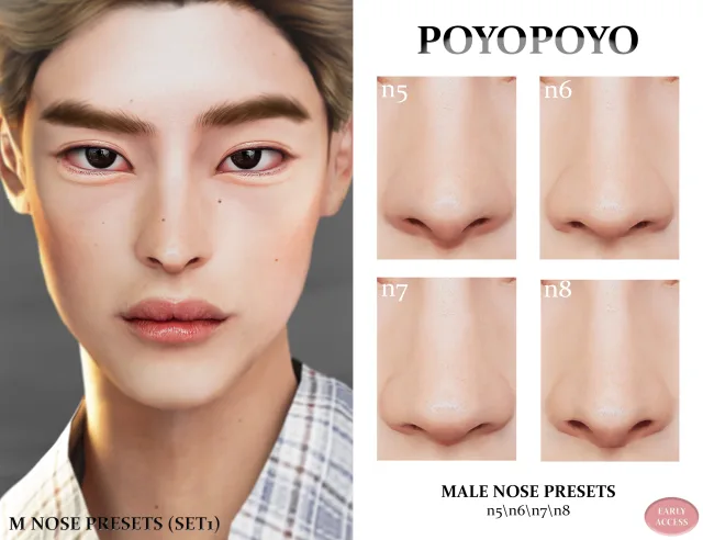 Vista previa de Male nose presets n5n6n7n8 teen, genética de poyopoyosim para Los Sims 4.