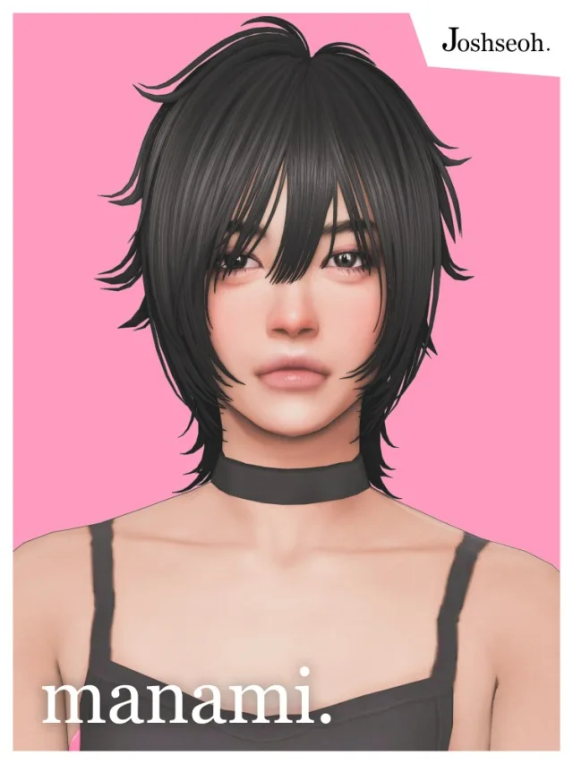 Vista previa de Manami cabello (cabello Commissions), cabello de joshseoh para Los Sims 4.