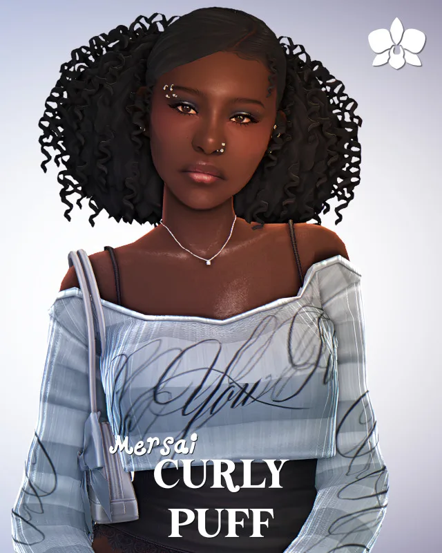 Mersai Curly Puff (Early Access) juego base Compatible 24 EA Swatches Teen - Elder 50.6k Polygons Download Public: (08/18/2026) de orchiona para Los Sims 4
