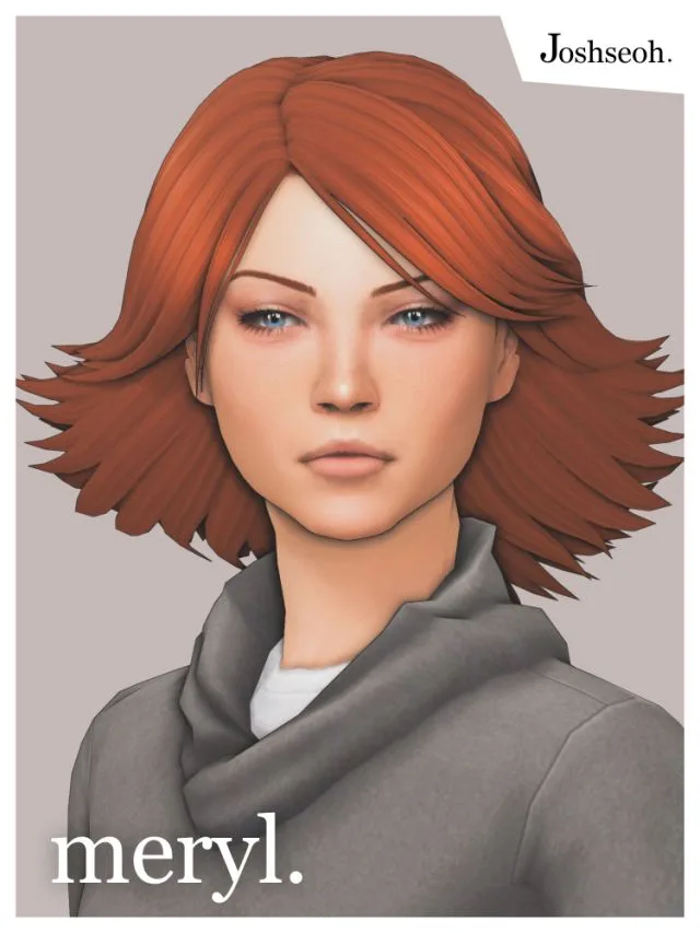 Vista previa de Meryl cabello (cabello Commissions), cabello de joshseoh para Los Sims 4.
