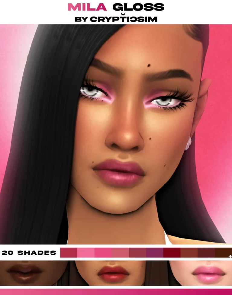 mila gloss. de crypticsim para Los Sims 4