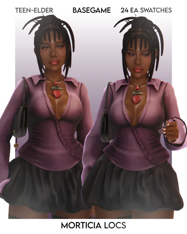 Morticia Locs (Free) juego base Compatible 24 EA Swatches Teen - Elder 26.1k Polygons D ownload de orchiona para Los Sims 4