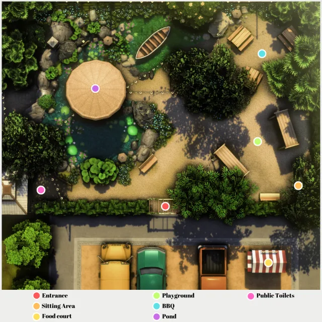 Vista previa de Mt komorebi quietly retreat park download, solares y habitaciones de axiisims para Los Sims 4.