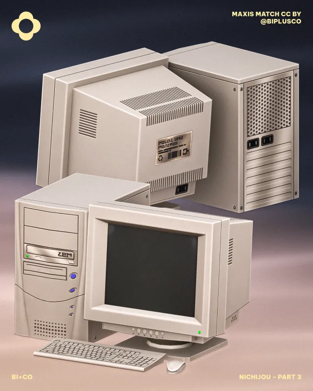 Nichijou - Part 3 Step into a time machine with the latest addition to our Nichijou colección. For Part 3, we are bringing back the hum of the 90s with this classic, chunky deskto de biplusco para Los Sims 4