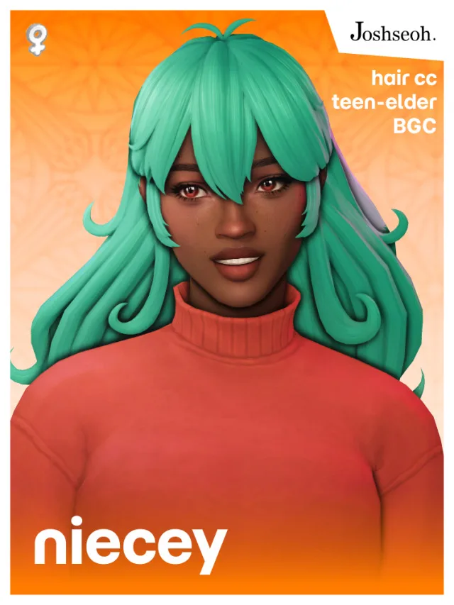 Vista previa de Niecey cabello (cabello Commissions), cabello de joshseoh para Los Sims 4.
