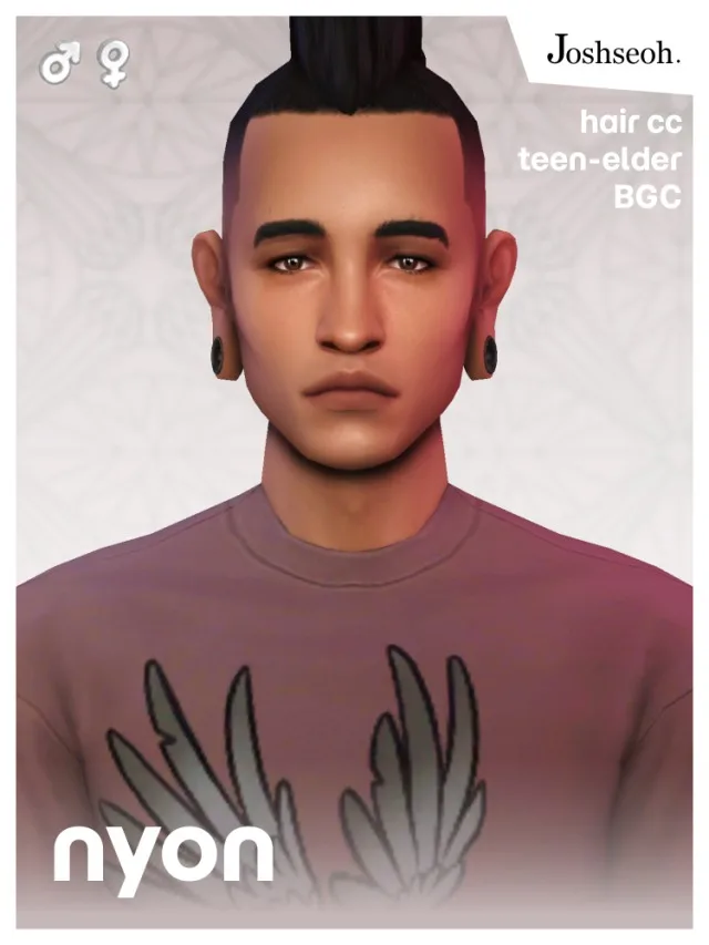 Vista previa de Nyon cabello (cabello Commissions), cabello de joshseoh para Los Sims 4.
