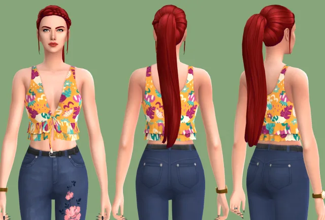 Vista previa de Pony Mid Braid [Edited], crear un sim de oranos para Los Sims 4.