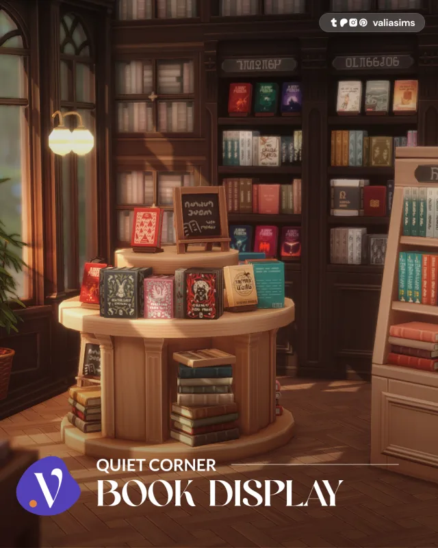 Quiet Corner - Book Display Hey everyone! I wanted to finish this set earlier but these last few days were really hard for me, it took a lot to work on this set and complete it. So de valiasims para Los Sims 4
