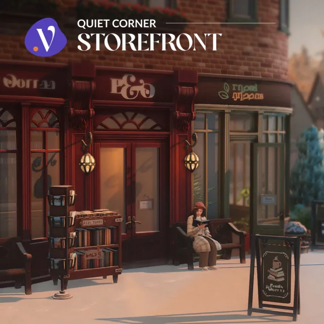 Quiet Corner - Storefront Hey everyone! As I mentioned in my earlier post when I published the latest set, there were some items I couldn't finish and include in that one. So I dec de valiasims para Los Sims 4