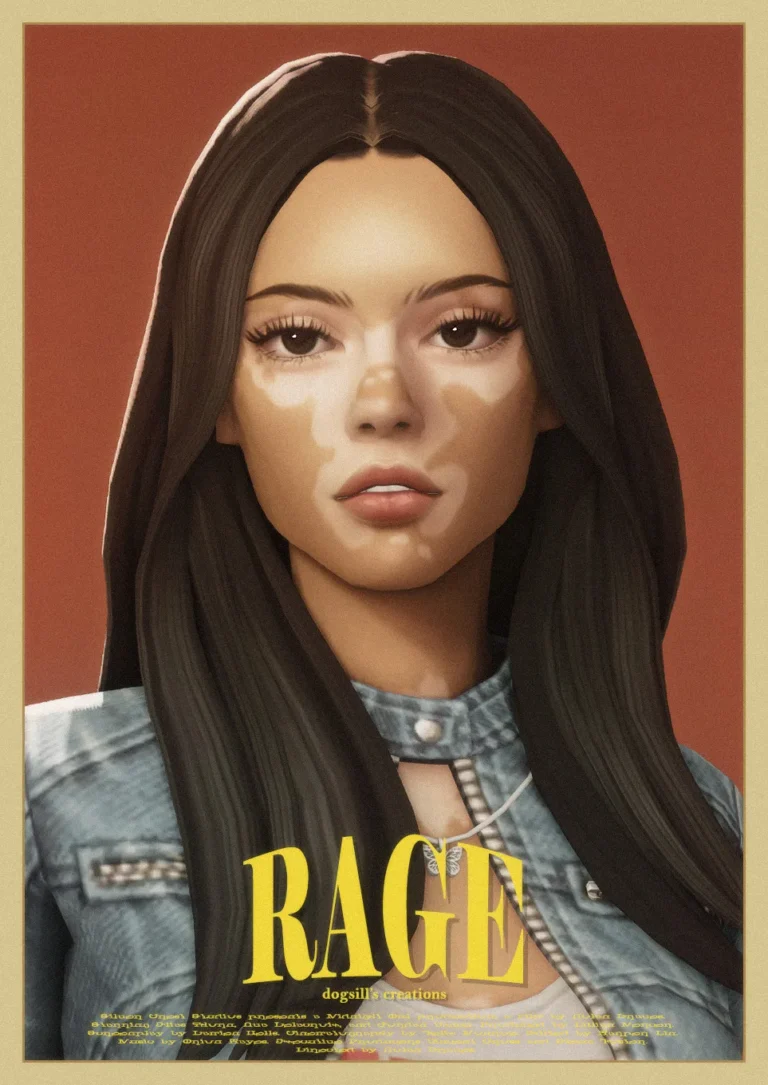 Rage cabello de dogsill para Los Sims 4