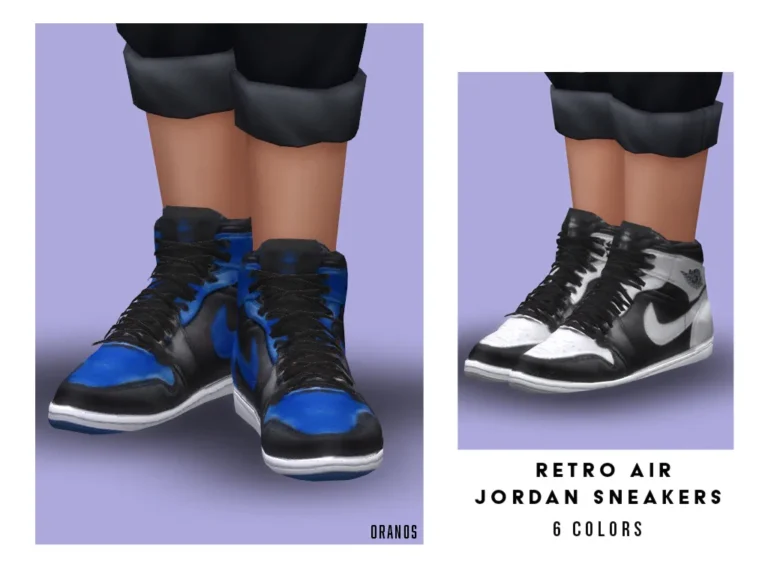 Vista previa de Retro Air Jordan Sneakers (Child), zapatos de oranos para Los Sims 4.