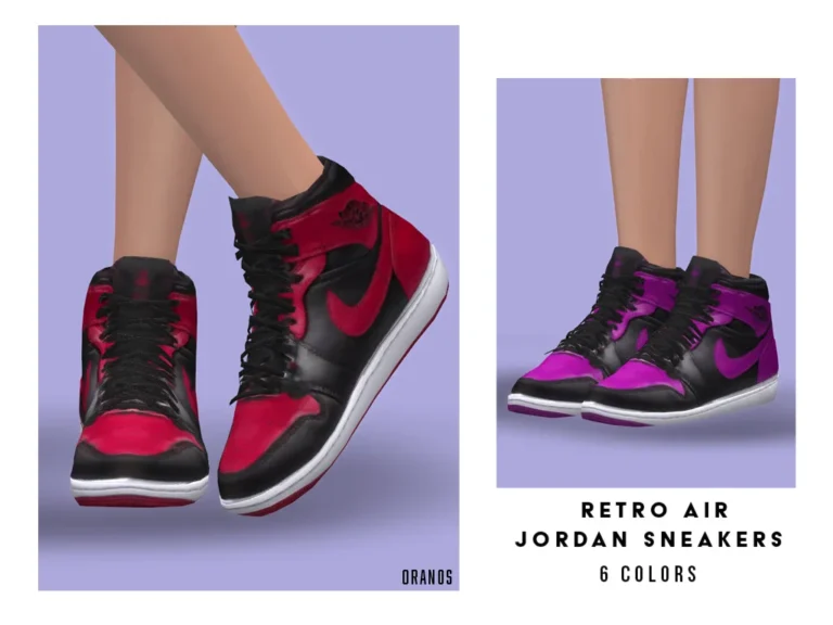 Vista previa de Retro Air Jordan Sneakers (Female), zapatos de oranos para Los Sims 4.
