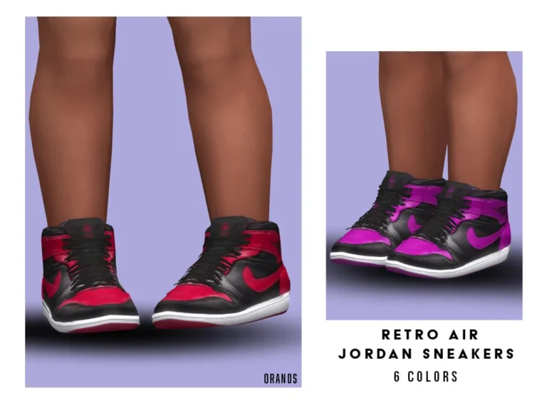 Vista previa de Retro Air Jordan Sneakers (Toddler), zapatos de oranos para Los Sims 4.