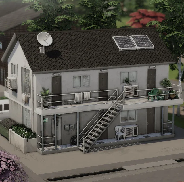 Vista previa de Rundown apartments download simfileshare, solares y habitaciones de axiisims para Los Sims 4.