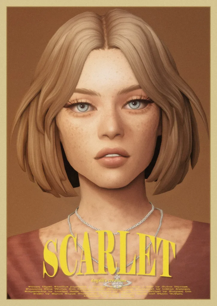 Scarlet cabello de dogsill para Los Sims 4