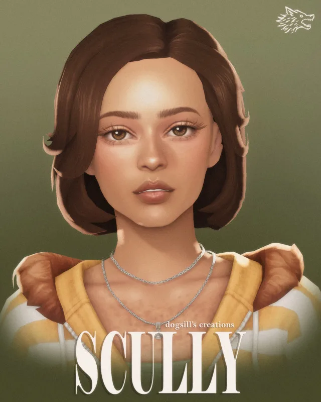 Scully cabello de dogsill para Los Sims 4