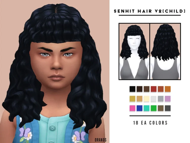 Vista previa de Senhit cabello V2 [Child], cabello de oranos para Los Sims 4.