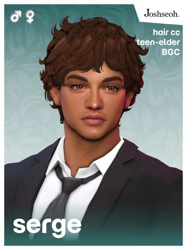 Vista previa de Serge Battour cabello (cabello Commissions), cabello de joshseoh para Los Sims 4.