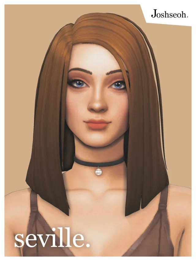 Vista previa de Seville cabello (cabello Commissions), cabello de joshseoh para Los Sims 4.