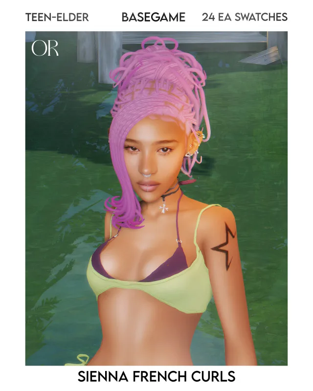 Sienna French Curls (Free) juego base Compatible 24 EA Swatches Teen - Elder 46.0k Polygons D ownload de orchiona para Los Sims 4