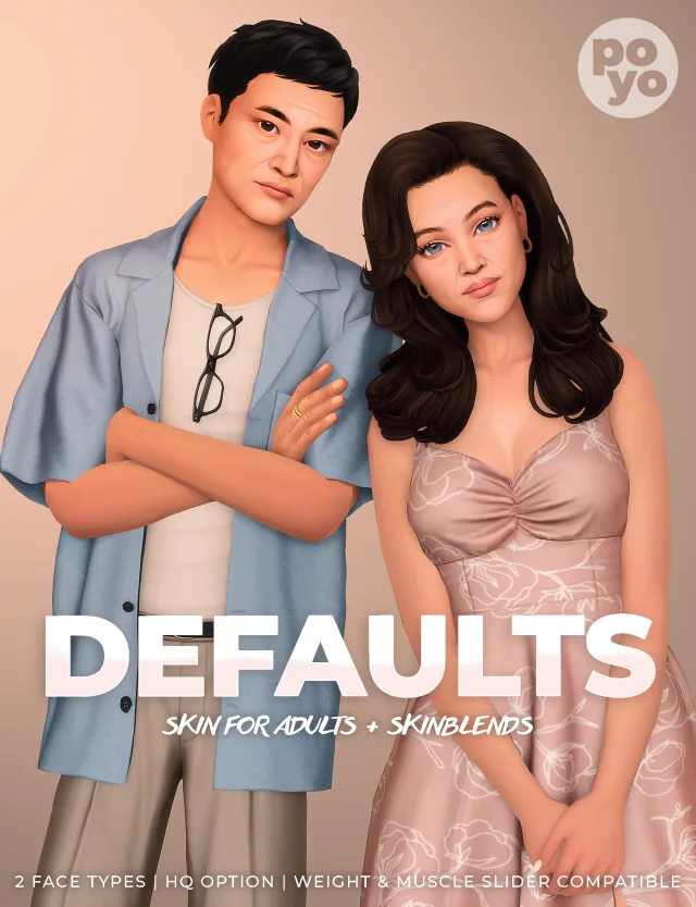 Vista previa de SKIN DEFAULTS & SKIBLENDS FOR adultos SIMS, crear un sim de poyopoyosim para Los Sims 4.