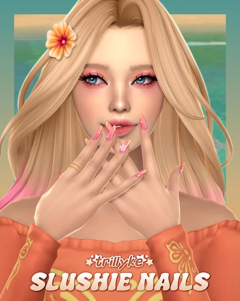 ropa CC para Los Sims 4, Slushie Nails de Trillyke para Los Sims 4 | Simlish4