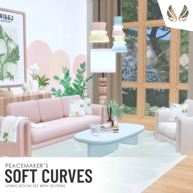 Soft Curves - Living Room Set with 30 items After all the addons I have been doing lately, I needed a break from the process. If you have been following for any length of time, you de peacemaker-ic para Los Sims 4