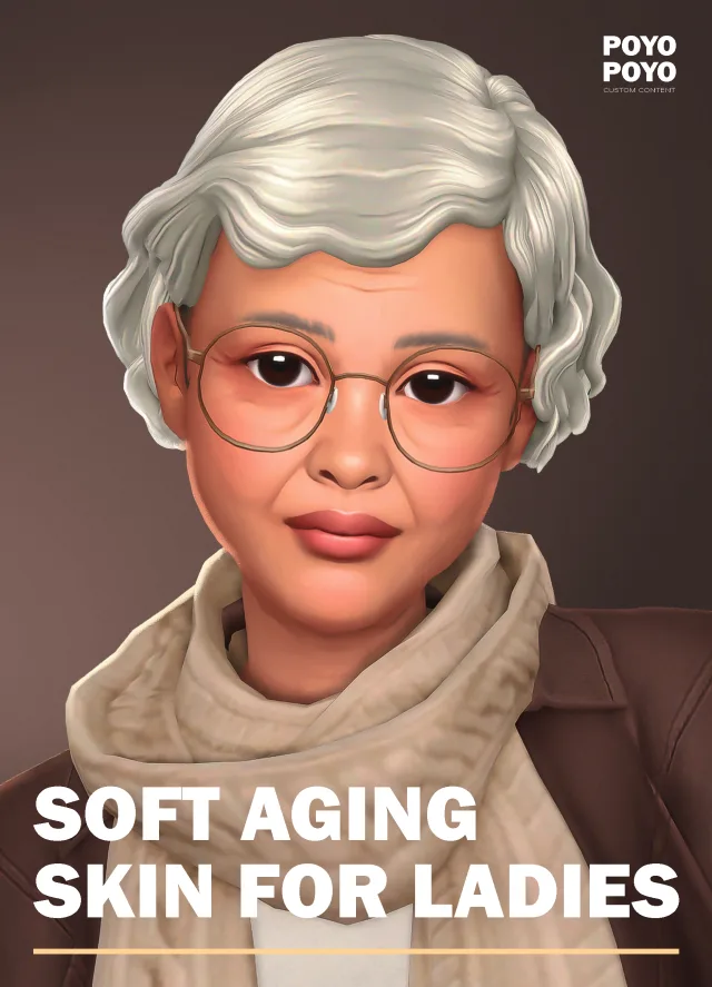 Vista previa de SOFT SKINBLEND FOR ELDERLY FEMALE SIMS, crear un sim de poyopoyosim para Los Sims 4.