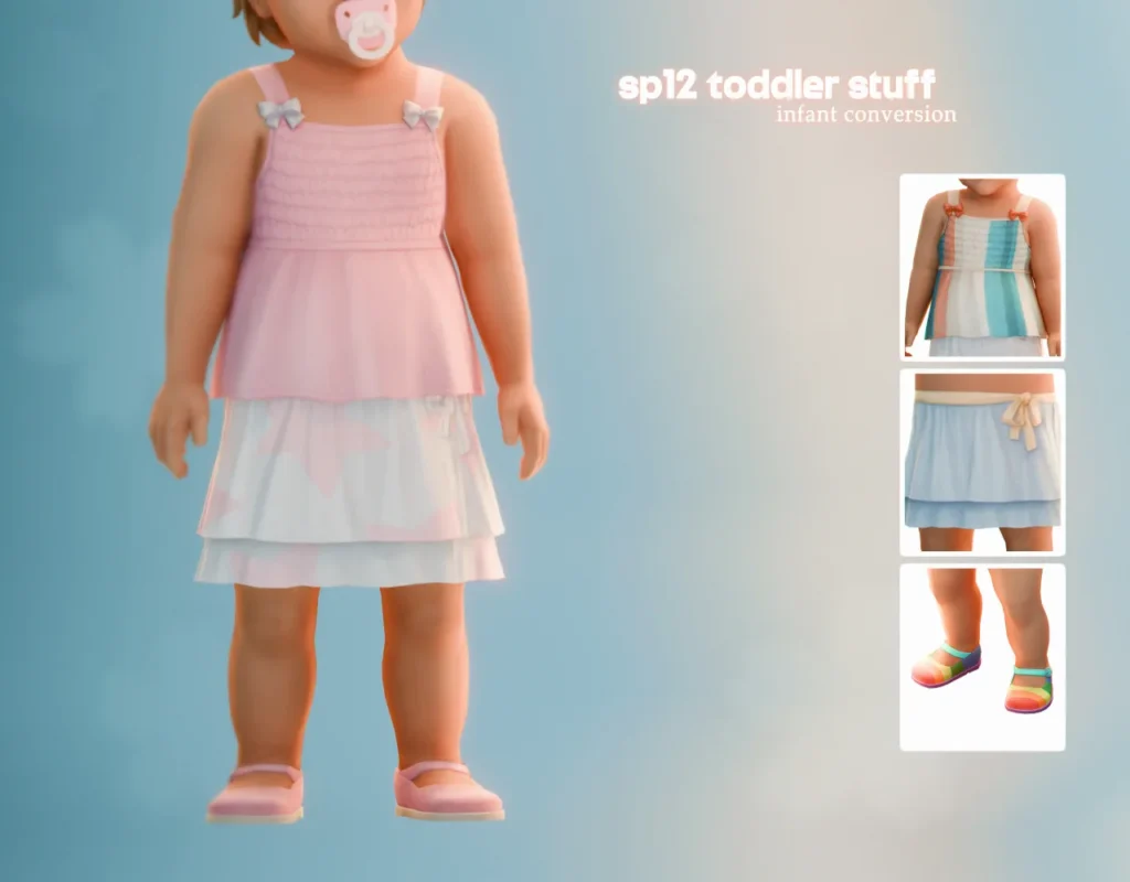 📑SP12 Tank Bow, Skirt & Buckle Sandals (Infants) de its-adrienpastel para Los Sims 4