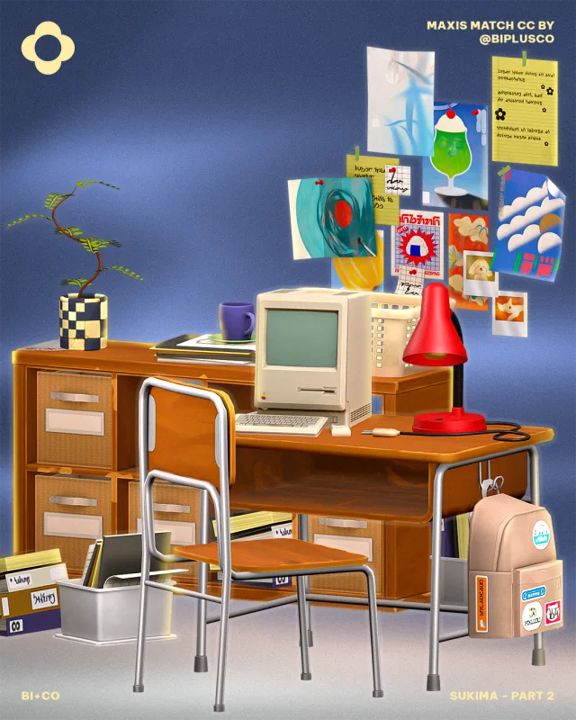 Sukima Part 2 The second drop of our Sukima colección is officially here. It’s a BIG one!!! We’re taking you right back to those cramped, cozy student days with a complete 1 de biplusco para Los Sims 4