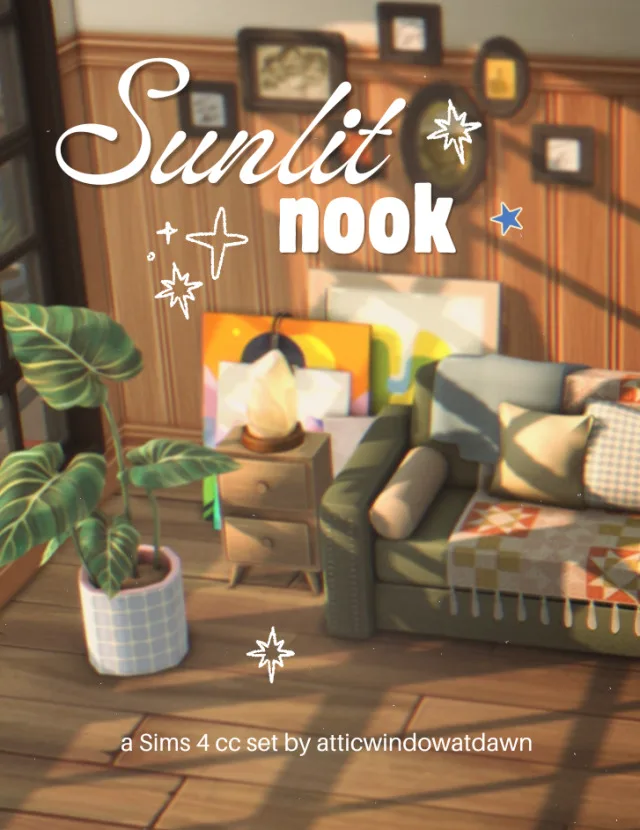 Vista previa de Sunlit Nook, construir y comprar de atticwindowatdawn para Los Sims 4.