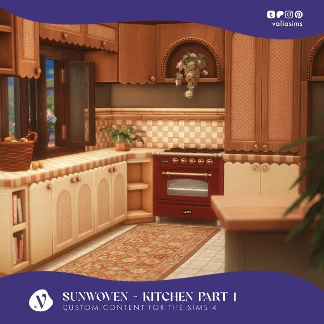 Sunwoven - Kitchen Part 1 Hey everyone! I'm so sorry for being this late with this set but it took really long to troubleshoot the islands so they are seamless, I redone the textur de valiasims para Los Sims 4
